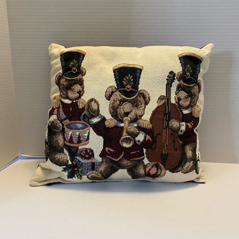 Dakotah Tapestry 12×14 Holiday Throw Pillow "Teddy Bear Musical"Christmas Decor